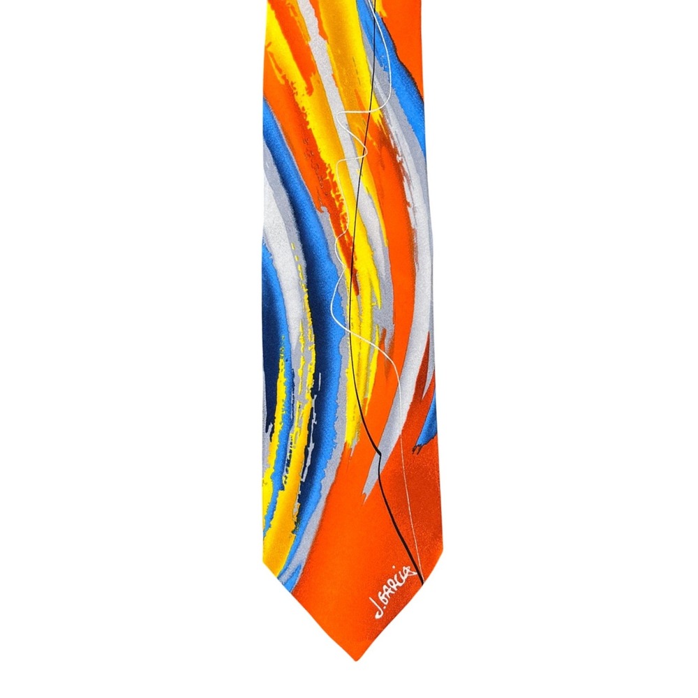 J Garcia Chinese Dragon Silk Tie Mens One Size Abstract Collector Edition NWT